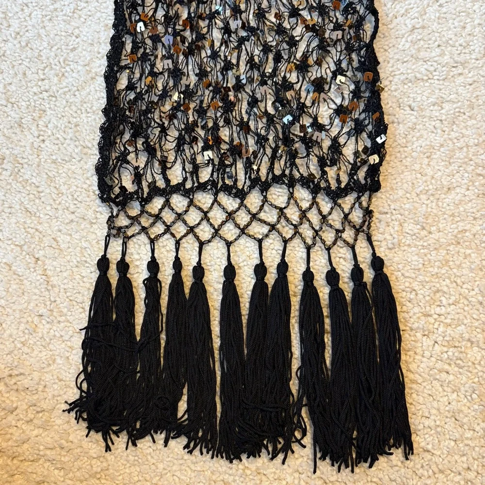 Black Sequin Knit Scarf - Picture 6 of 8